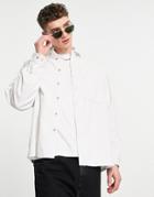 Asos Design Boxy Oversized Cord Shirt In Ecru-neutral