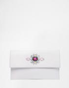 Asos Embellished Envelope Clutch Bag - Purple