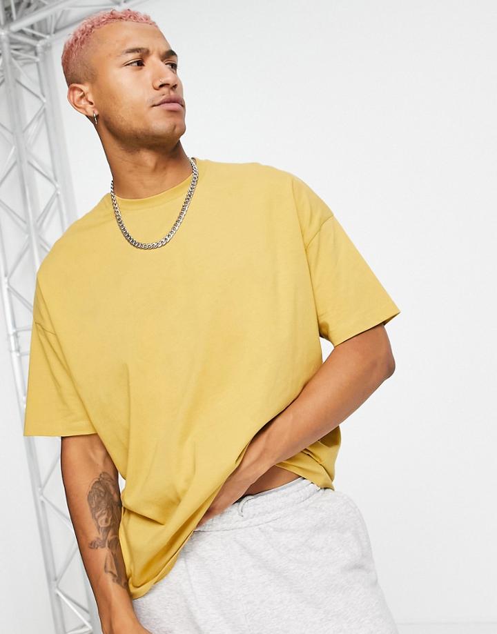 Asos Design Oversized T-shirt In Mustard-yellow