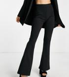 Asos Design Petite Slim Kick Flare Suit Pants In Black (recycled)