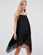 Vero Moda Cami Dress With Lace Hem - Black