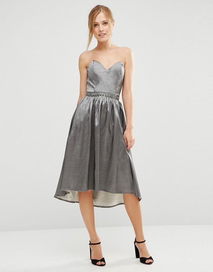 Little Mistress Bandeau Dress With Sweetheart Neck - Gray