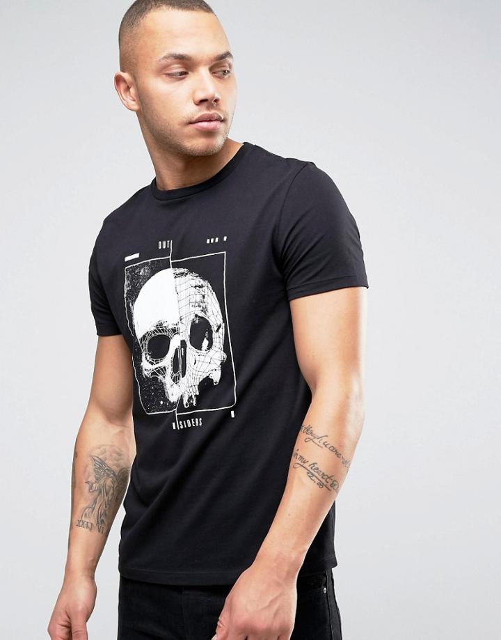 Asos T-shirt With Geo Skull Print - Black