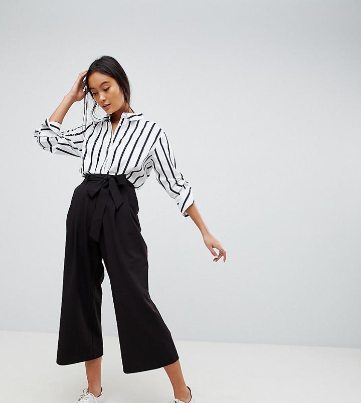 Asos Design Mix & Match Culotte With Tie Waist - Black