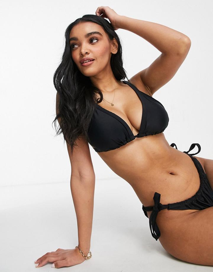 Ivory Rose Fuller Bust Mix & Match Triangle Bikini Top In Black