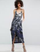 Asos Jacquard Wrap Maxi Skirt In Border Floral - Multi