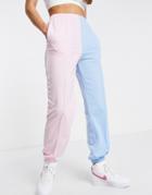 Love & Other Things Color Block Sweatpants In Pink & Blue-multi