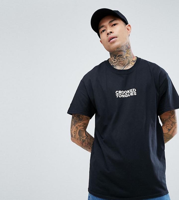 Crooked Tongues T-shirt In Black With Logo Print - Black