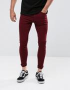 11 Degrees Super Skinny Jeans In Burgundy - Red