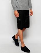 Asos Drop Crotch Smart Shorts With Zips - Black