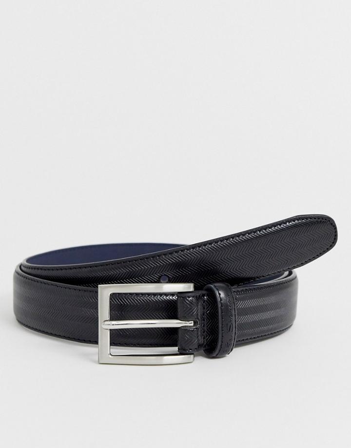Ben Sherman Smart Belt In Patterned Print - Black