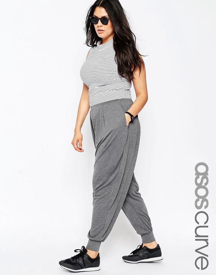 Asos Curve Harem Pants In Jersey - Gray