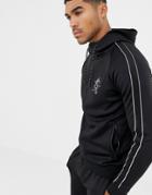 Gym King Muscle Hooded Sweat In Black With Side Stripes - Black