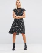 Asos Lace Insert Tea Dress In Ditsy Floral - Multi