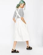 Asos Denim Cross Back Midi Dress In White/off White