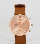 Reclaimed Vintage Inspired Rose Gold Chronograph Leather Watch In Brown Exclusive To Asos - Brown