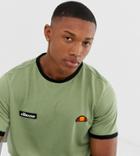 Ellesse Diego Recycled Ringer Logo T-shirt In Green Exclusive At Asos