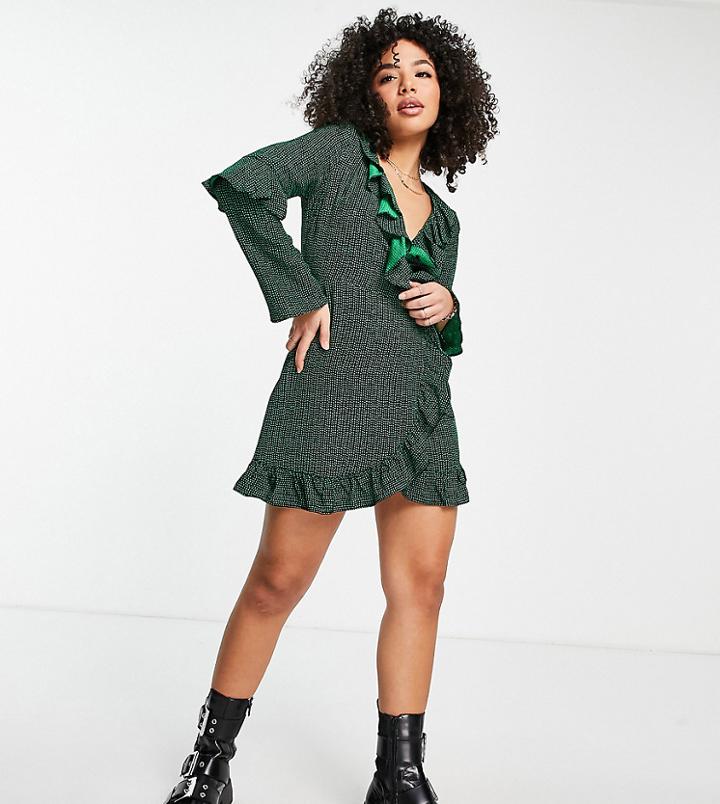 Topshop Petite Small Spot And Star Jacquard Mini Wrap Dress-multi