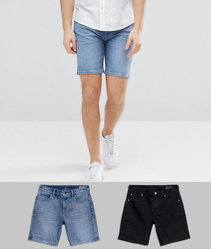 Asos Denim Shorts In Skinny Black & Mid Wash - Multi