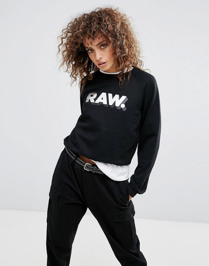 G-star Cropped Raw Logo Sweater - Black