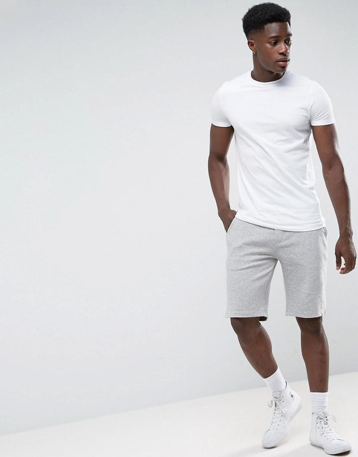 Tommy Hilfiger Double Cuff Logo Sweat Shorts In Gray - Gray