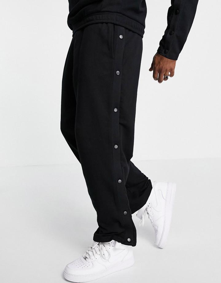 Asos Design Oversized Straight Leg Sweatpants With Snaps In Black