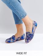 New Look Wide Fit Brocade Loafer - Blue