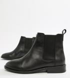 Asos Design Wide Fit Aura Leather Chelsea Ankle Boots - Black
