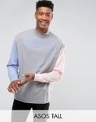 Asos Tall Oversized Long Sleeve T-shirt With Temptation Print & Turtleneck - Gray