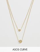 Asos Design Curve Pack Of 2 Double Disc Necklaces In Gold Tone - Gold