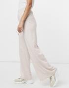 Asos Design Jersey Wide Leg Pants In Oatmeal Heather-neutral