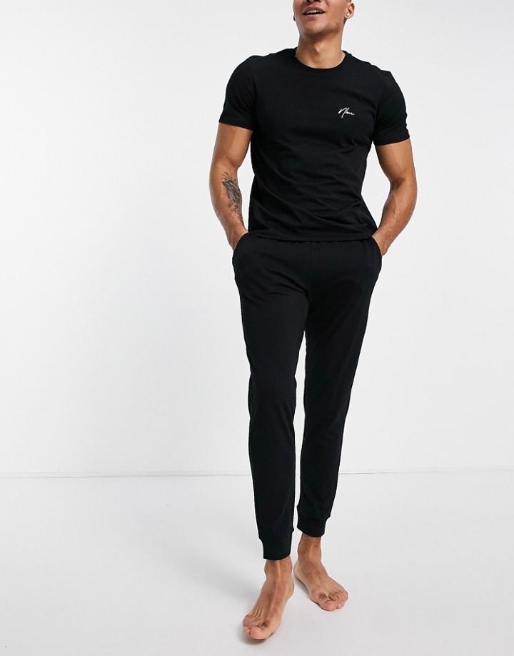 New Look T-shirt And Sweatpants Lounge Set In Black