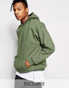 Reclaimed Vintage Oversized Hoodie With Distressed Ribbing - Khaki