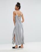 Bershka Cross Detail Stripe Maxi Dress - Multi