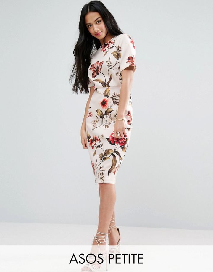 Asos Petite Floral T-shirt Midi Dress - Multi
