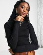 New Look Ribbed Crew Neck Knitted Sweater In Black