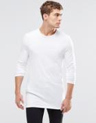 Asos Longline Muscle Long Sleeve T-shirt In White - White