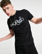 Asos Design T-shirt In Black Organic Cotton With Roman Numeral And Snake Print