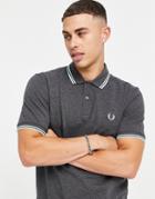 Fred Perry Twin Tipped Polo Shirt In Gray/ Light Blue-grey