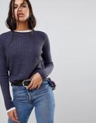 Qed London Distressed Sweater - Blue