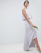 Asos Design Pearl Trim Crop Top Maxi Dress-pink
