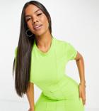 Asyou Seam Detail Asymmetric Body-conscious T-shirt Dress In Lime Green
