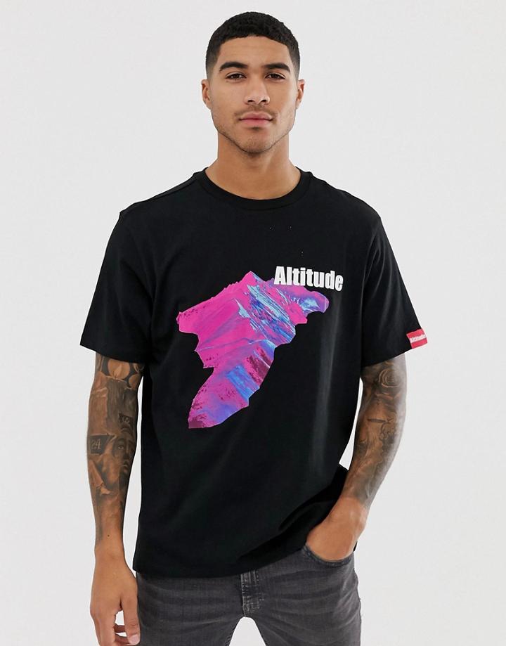 Bershka T-shirt In Black With Chest Print - Black