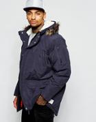 Supremebeing Parka Jacket With Faux Fur Hood - Navy