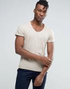 Selected Homme Scoop Neck Tee - Stone