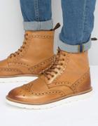 Frank Wright Brogue Boots With Contrast Sole - Tan