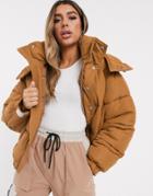 Sixth June Oversized Padded Cropped Jacket-brown