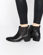 H By Hudson Fop Zip Western Leather Ankle Boots - Calf Black
