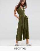Asos Tall Jumpsuit With Ring Pull Detail - Green