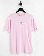 Tommy Jeans Pastel Capsule Linear Logo T-shirt In Romantic Pink